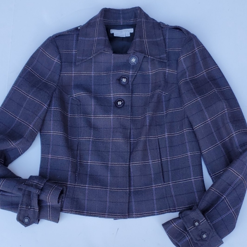 To The Max Grey Plaid career Jacket Small